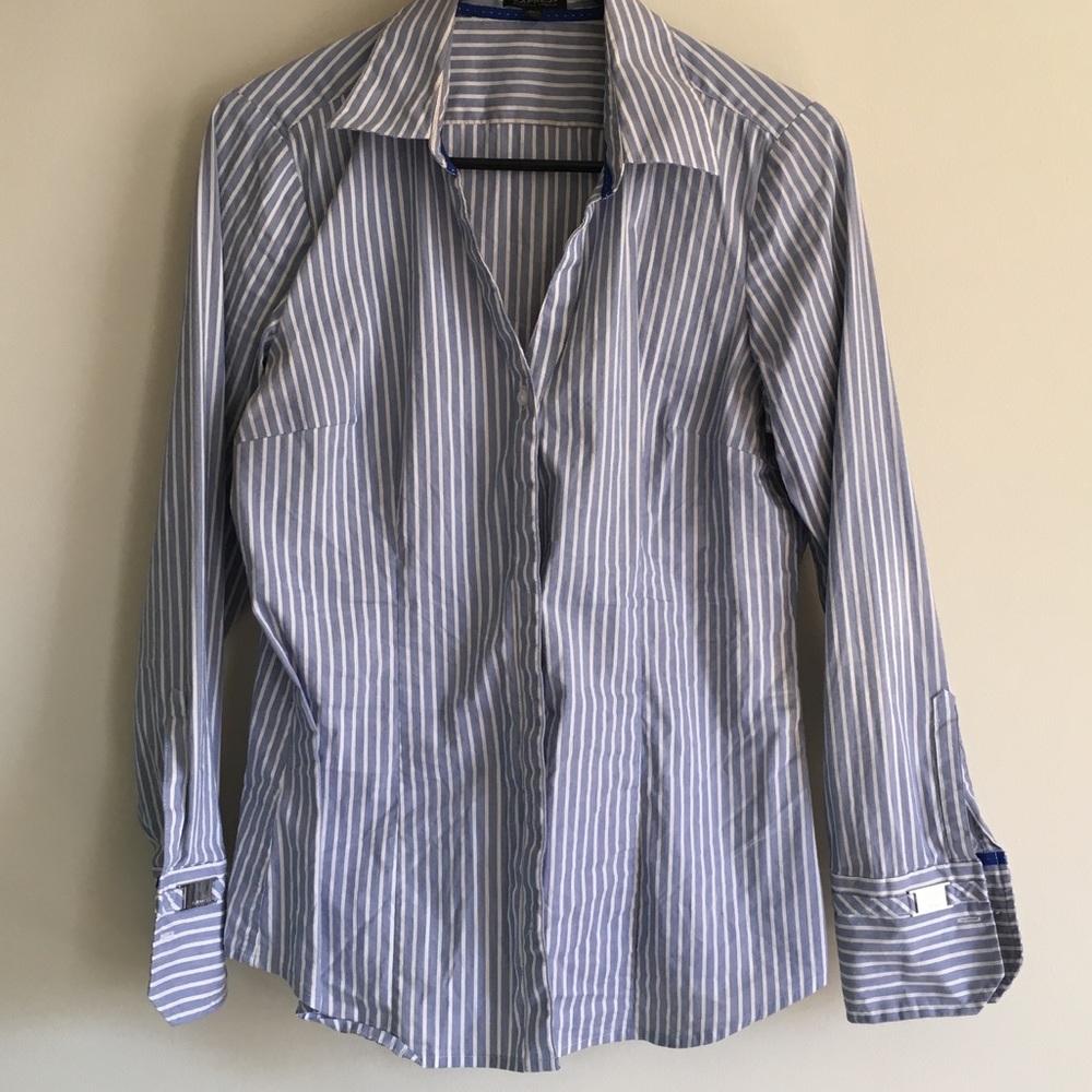 Blue & White Pinstripe Express Button Down Shirt